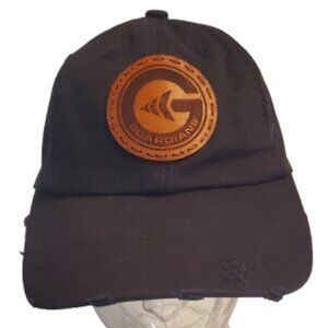 Guardians Black Distressed Cap with Leather Circle Patch.